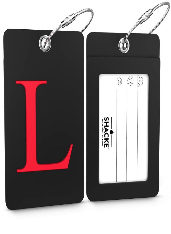 Shacke Luggage Tag Initial - Fully Bendable Tag w/Stainless Steel Loop - Black (Letter L) - Image 2